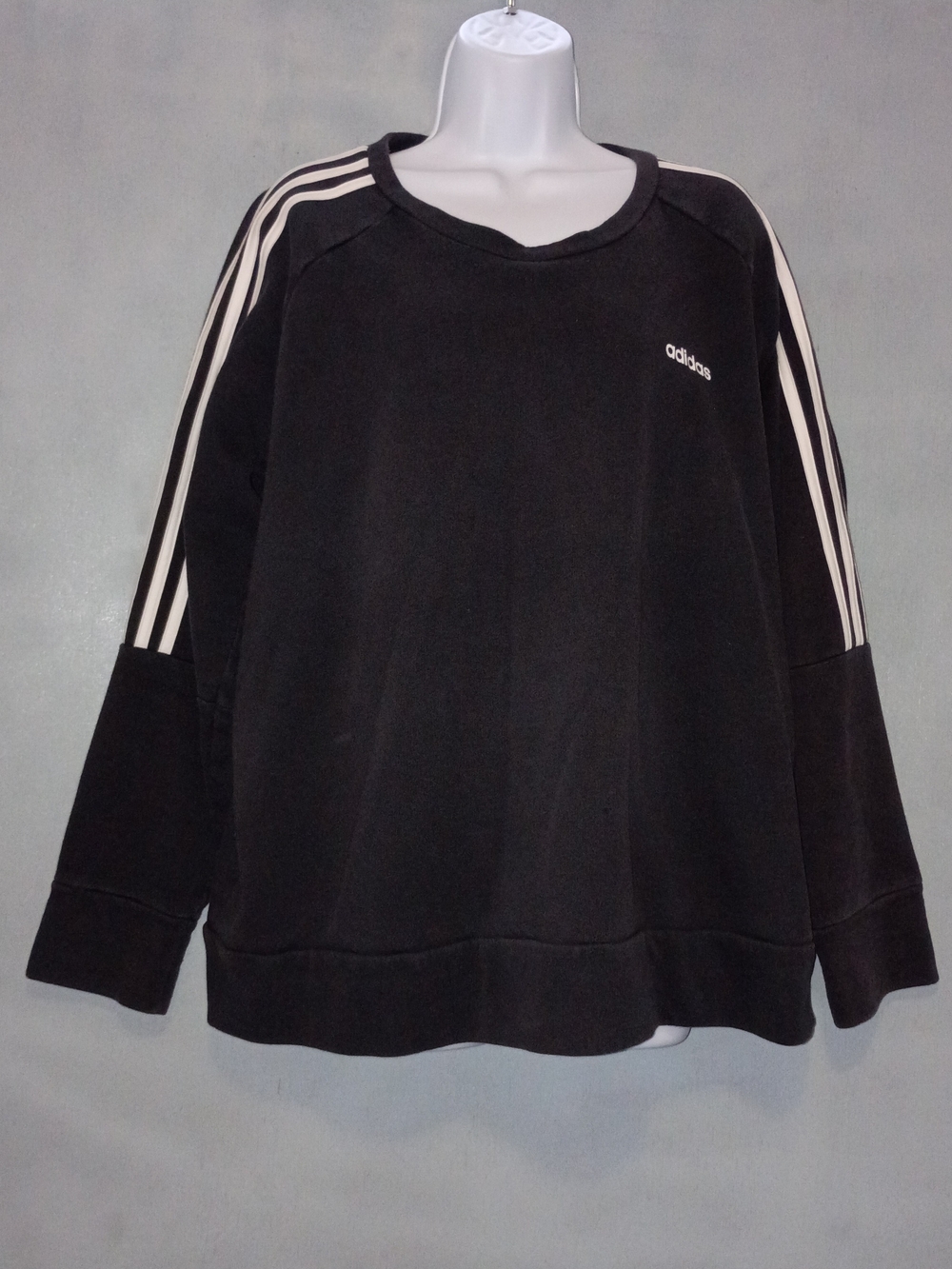 Adidas Men’s Black Crewneck Sweatshirt with White Stripes